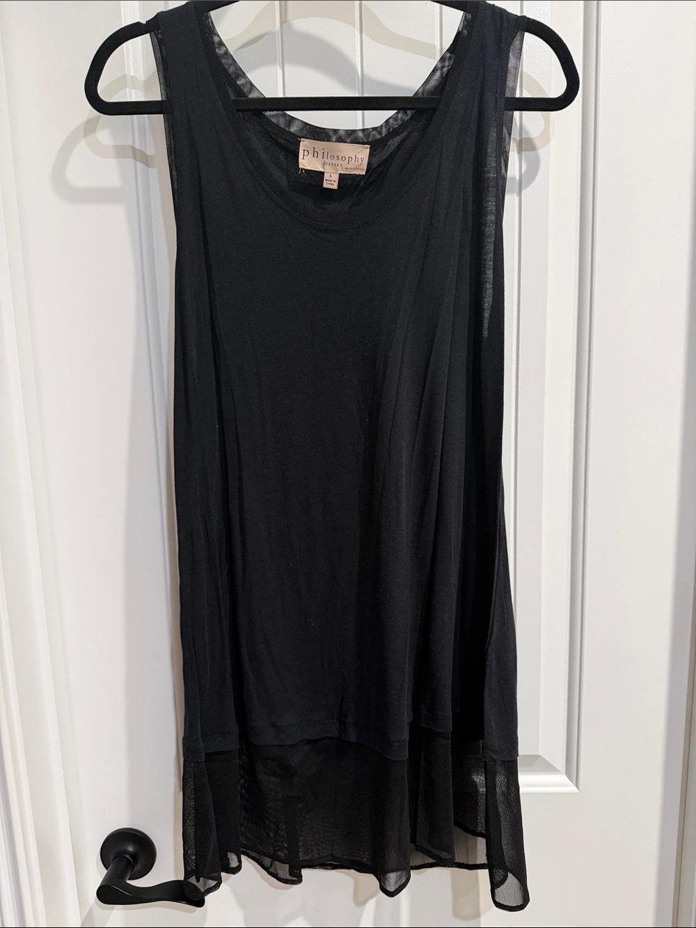 Philosophy Black Sleeveless Mesh-Hem Tank